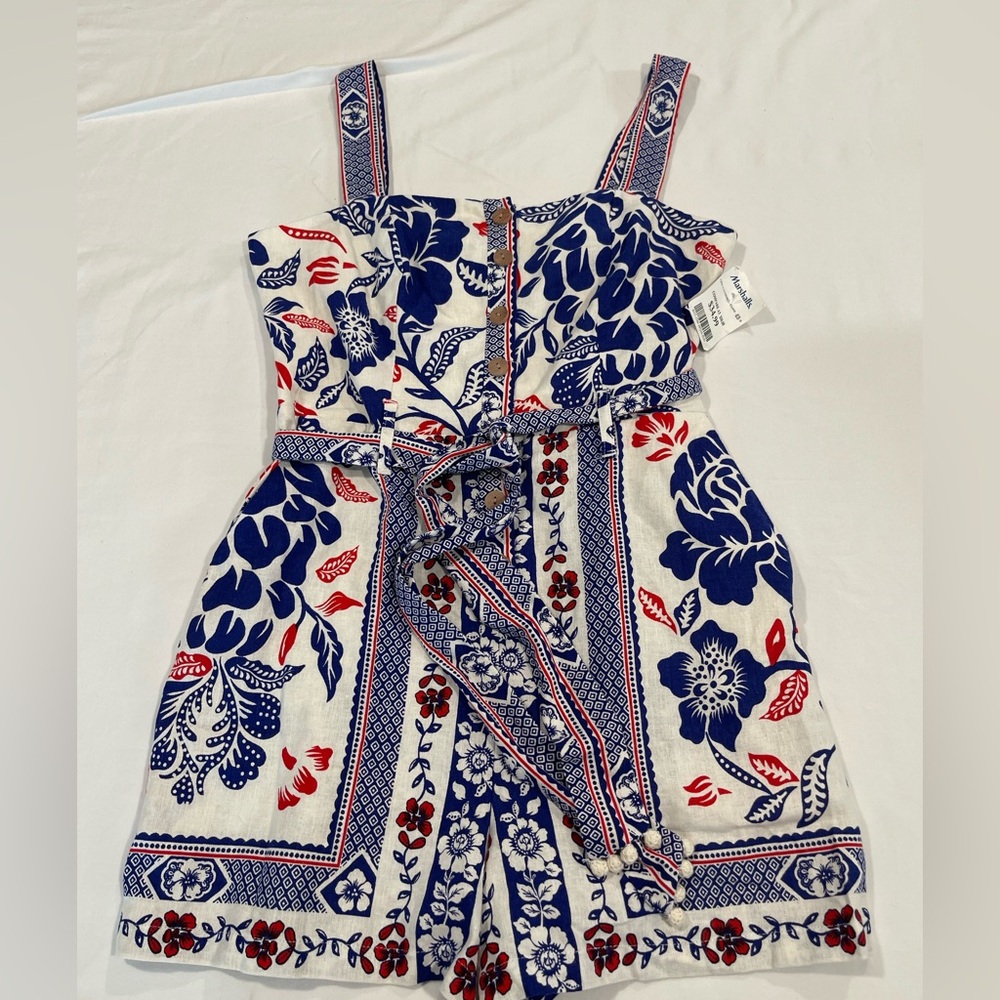 Rachel Zoe | Navy, White & Red Floral Romper | 6